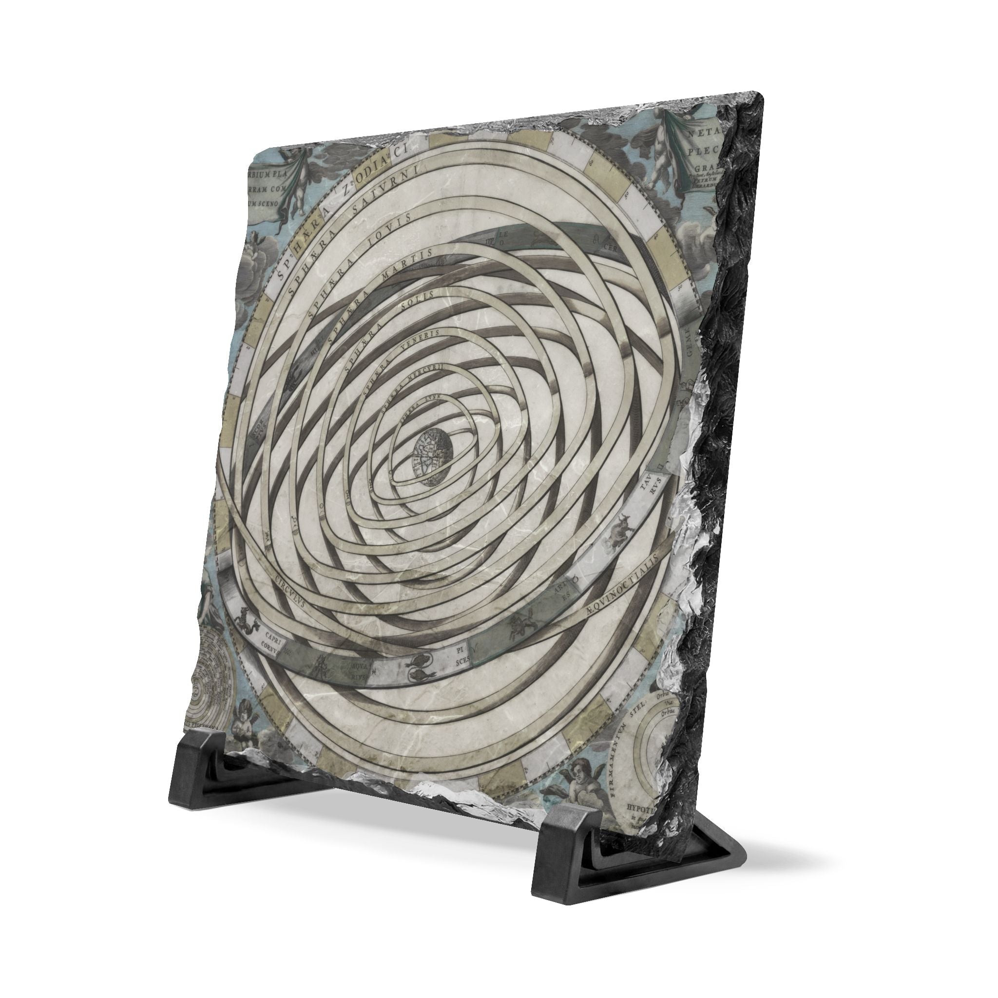 Abstract Spiral Slate Desk Plaque — Modern Geometric Office Decor