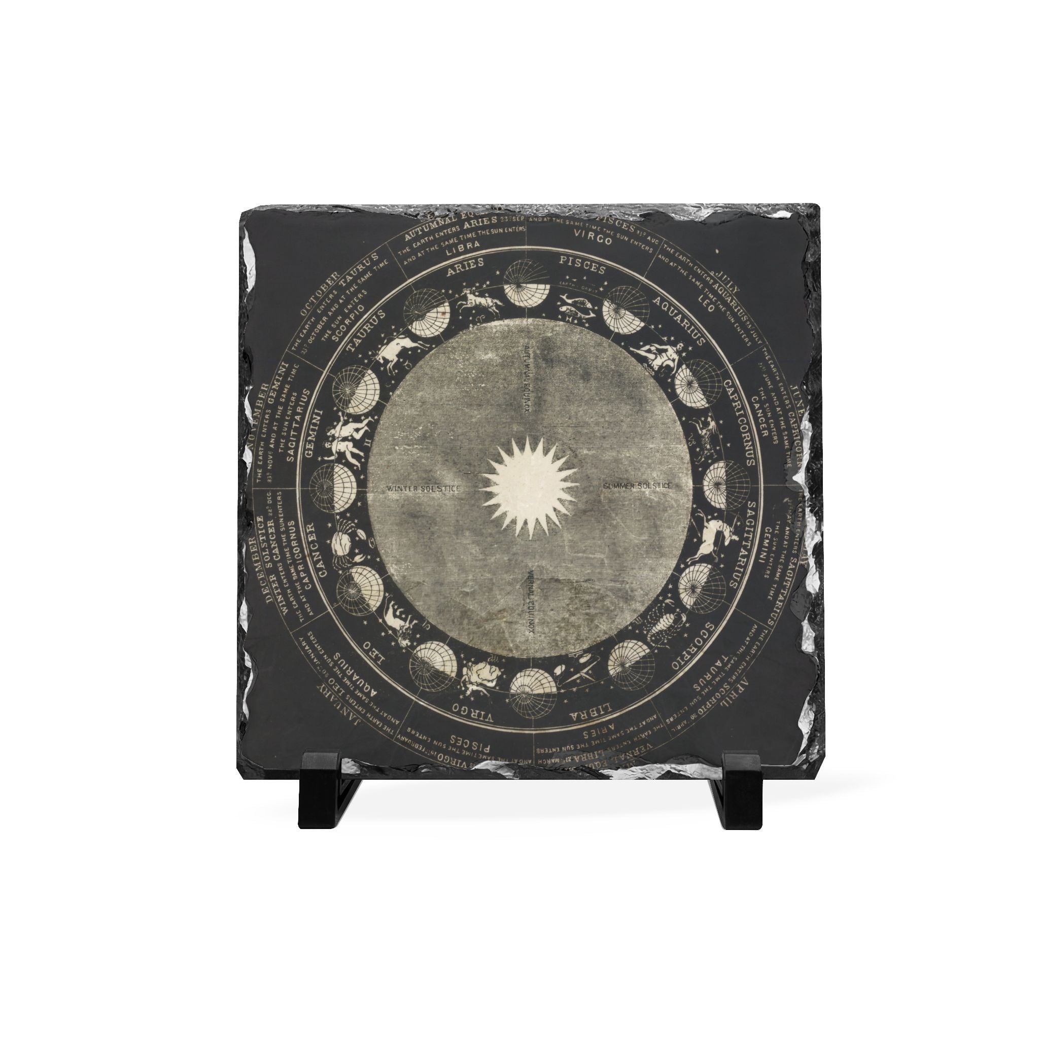 Moon Phase Slate Desk Plaque — Vintage Celestial Calendar Décor