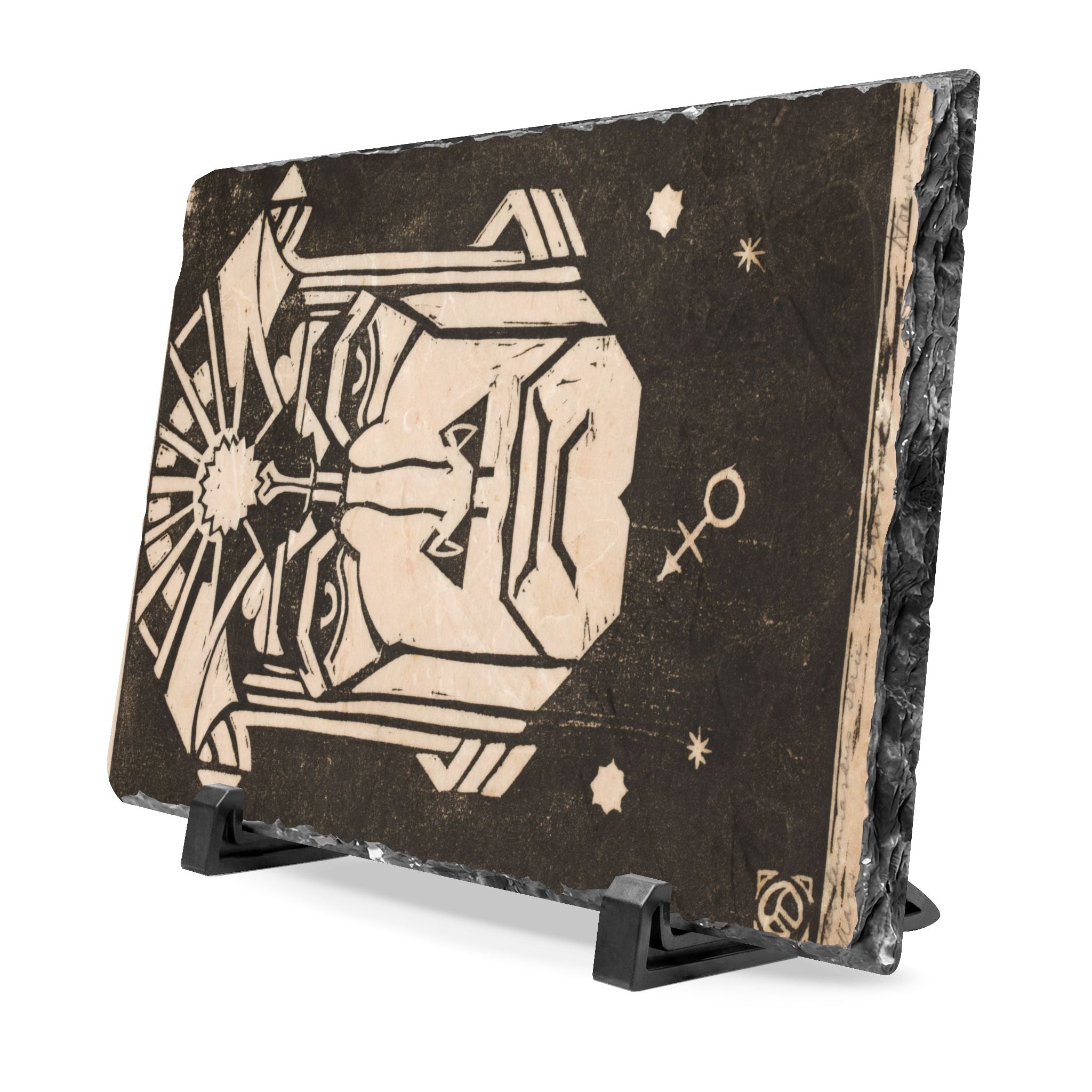 Astro Oracle Slate Desk Plaque — Cosmic Tarot Face Art