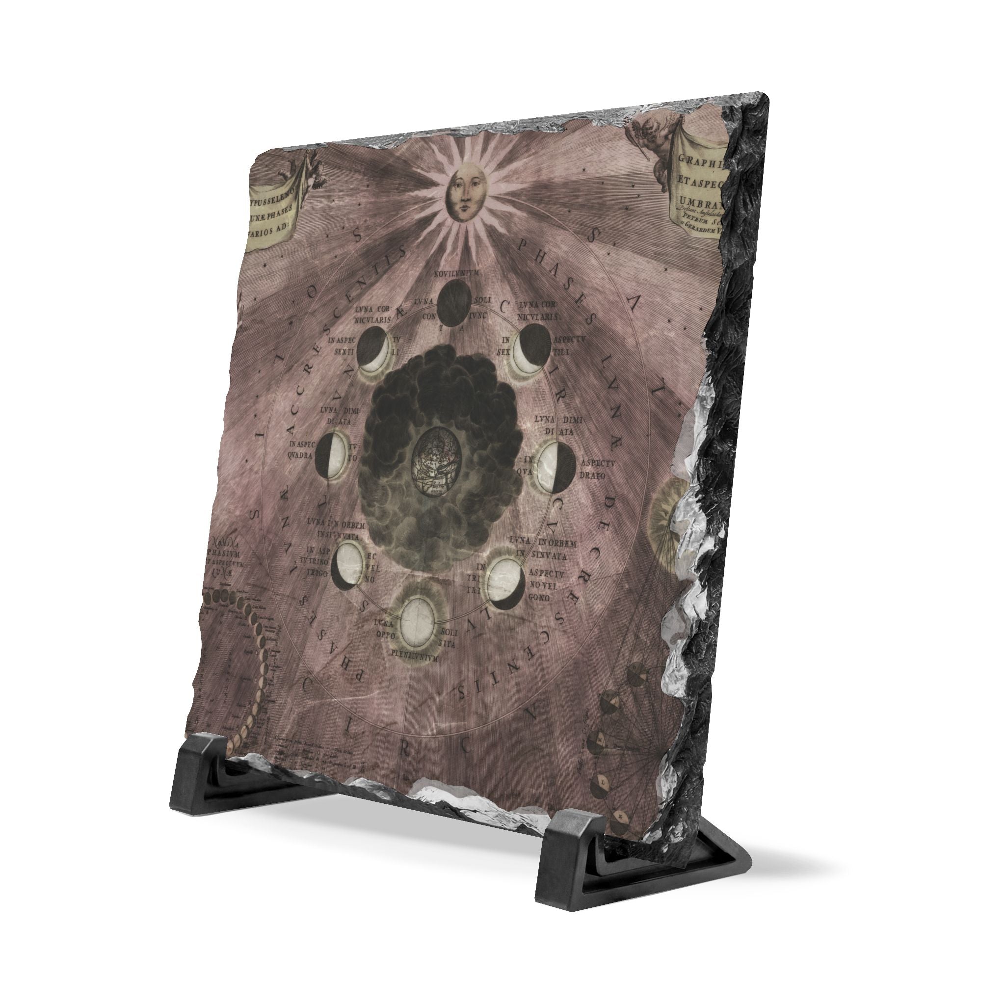 Slate Desk Plaque — Vintage Moon Phase Astrology Art