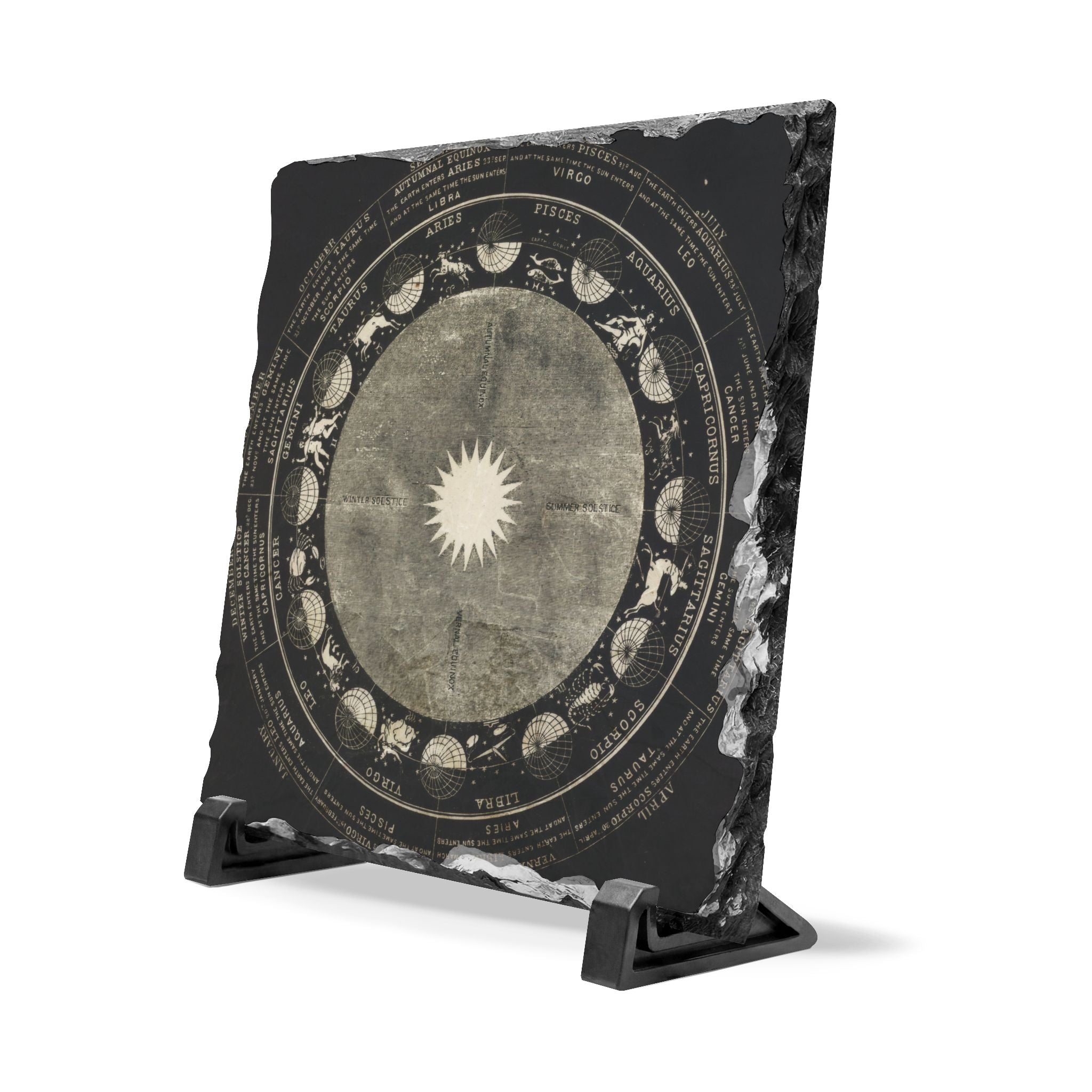 Moon Phase Slate Desk Plaque — Vintage Celestial Calendar Décor