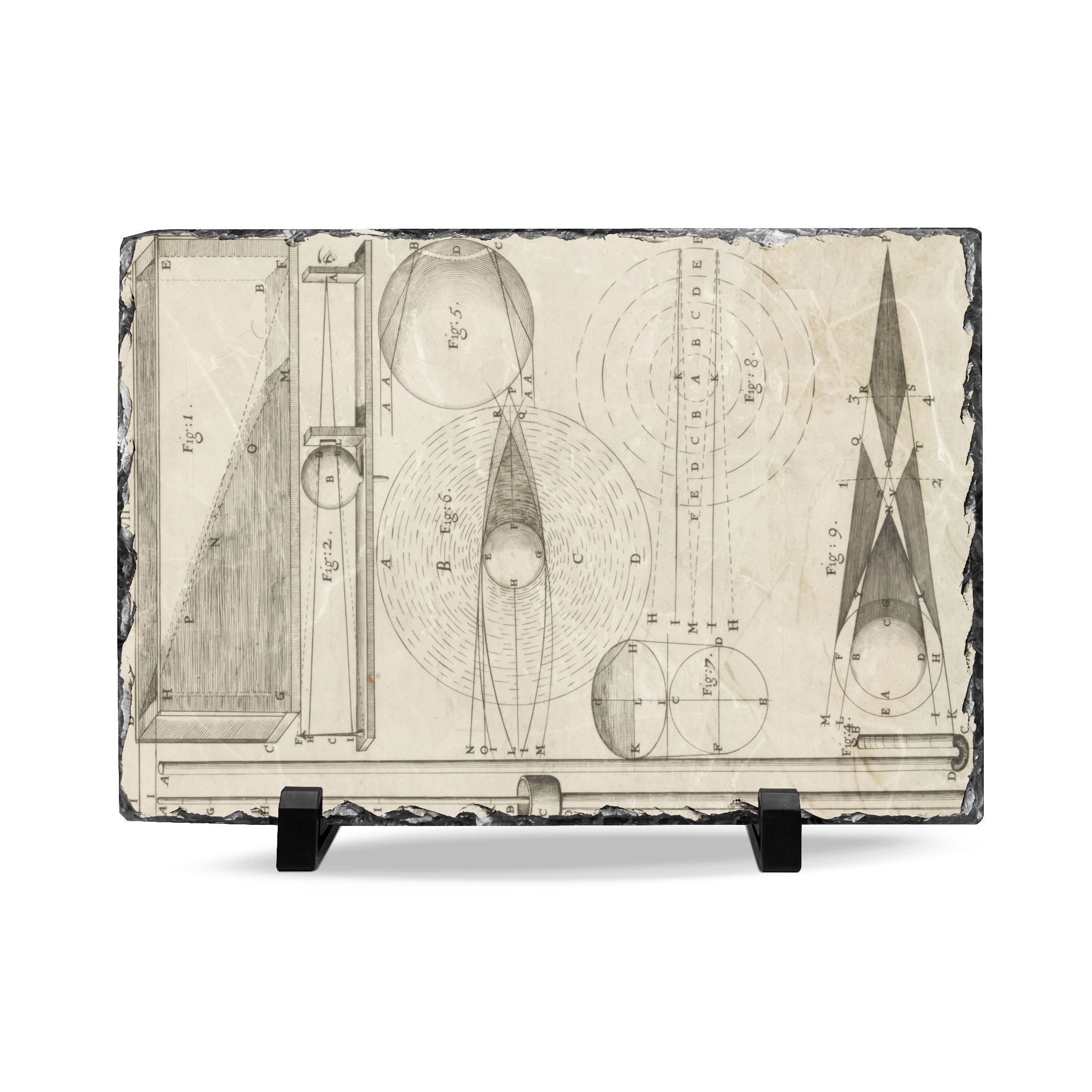 Vintage Engineering Slate Desk Plaque — Antique Drafting Instruments Art