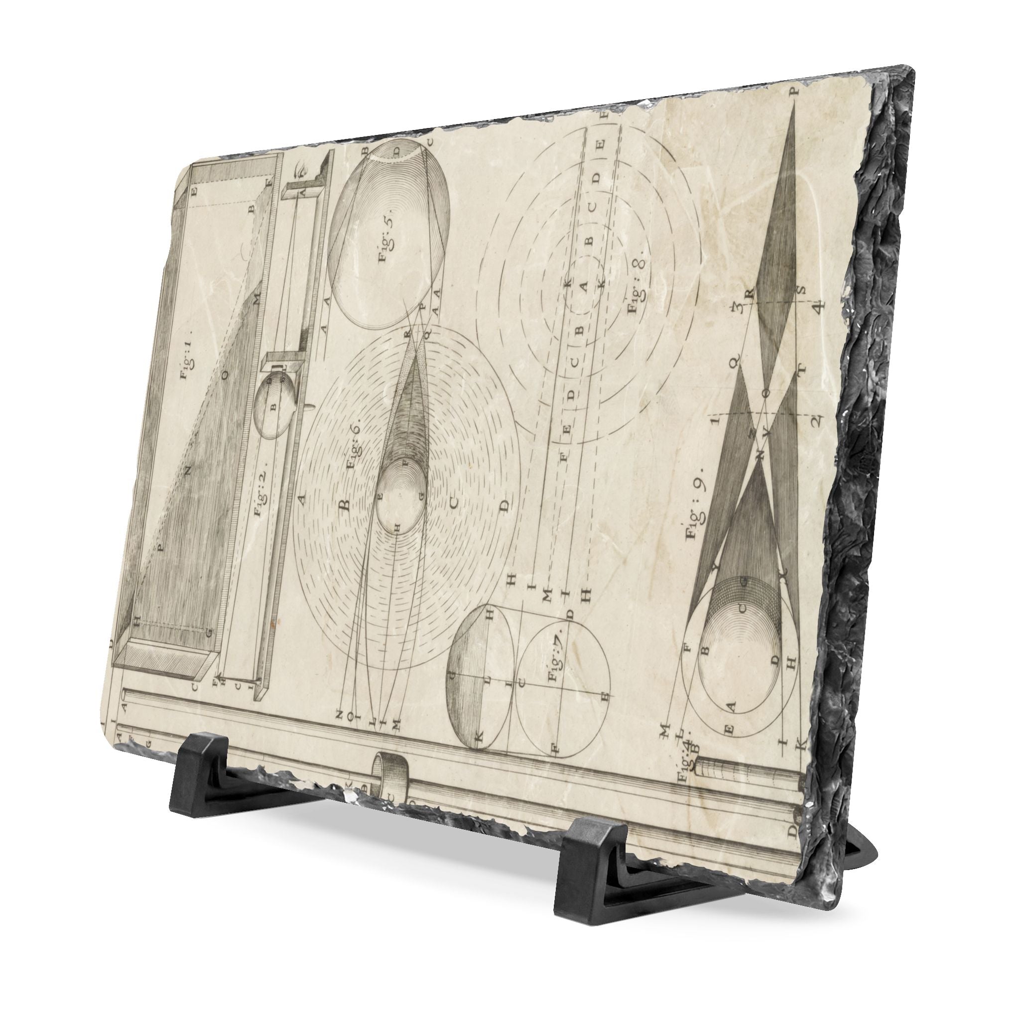 Vintage Engineering Slate Desk Plaque — Antique Drafting Instruments Art