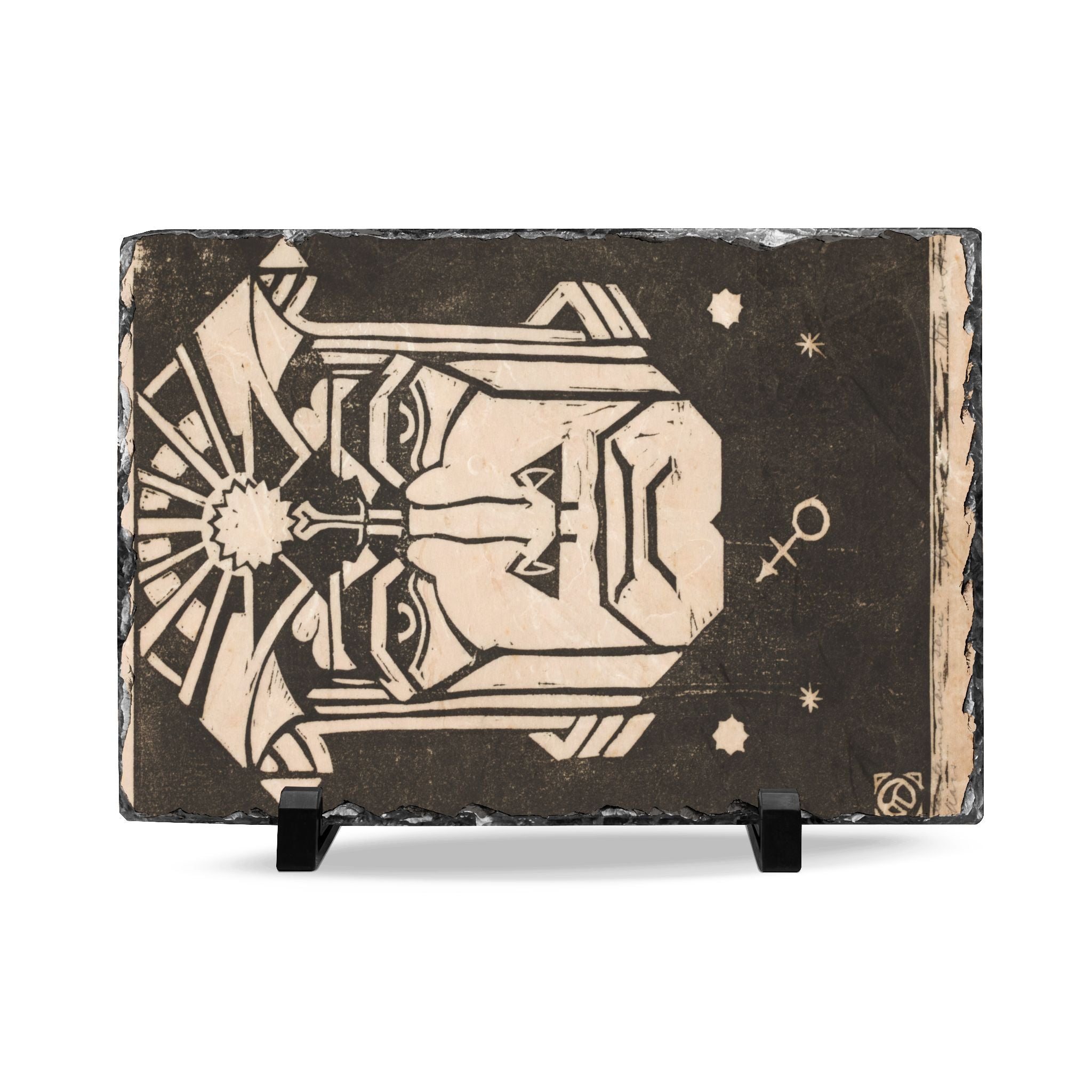 Astro Oracle Slate Desk Plaque — Cosmic Tarot Face Art