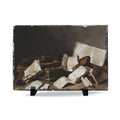 Vintage Still Life Slate Desk Plaque — Antique Books Art Display