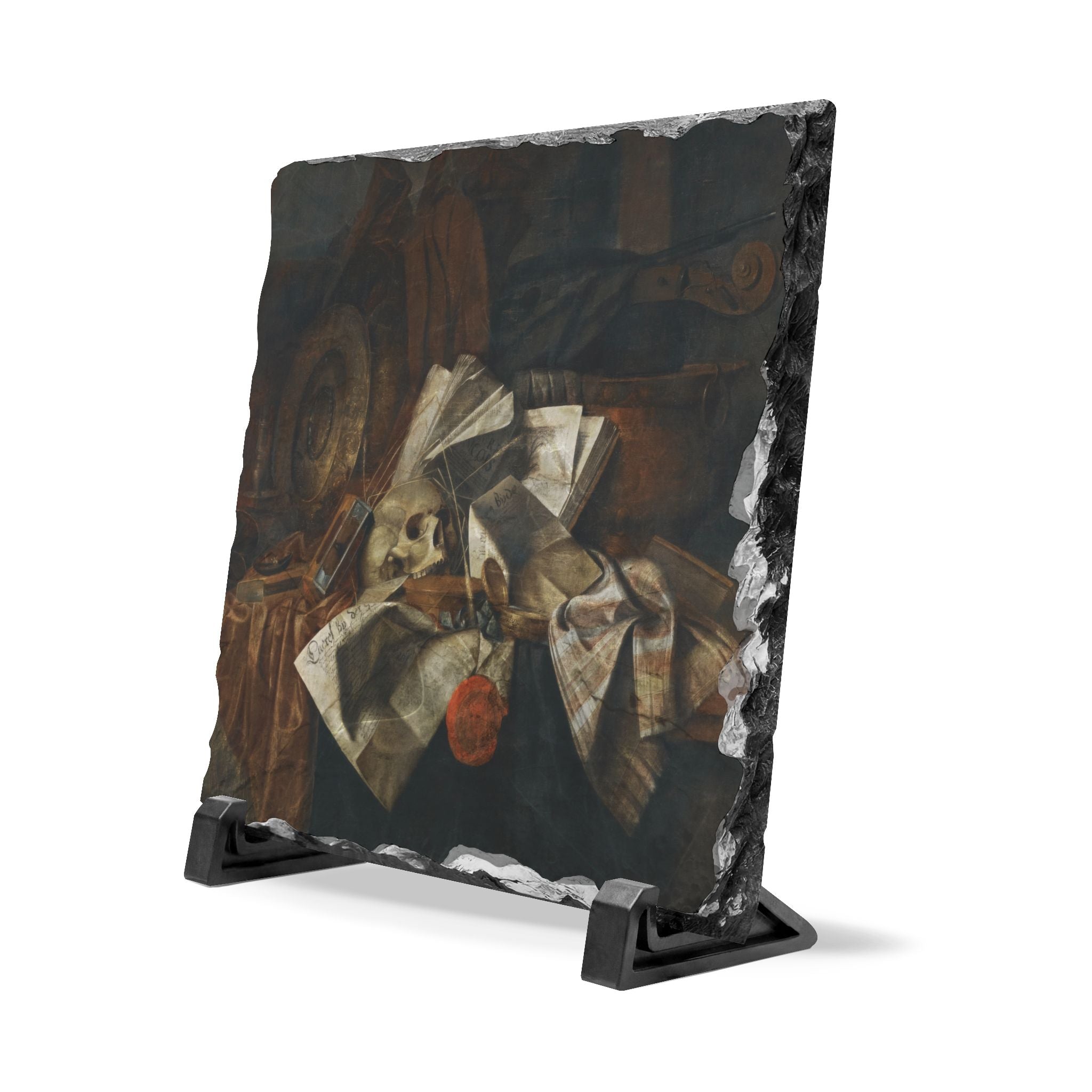 Slate Desk Plaque — Vintage Still Life Art Stone Accent